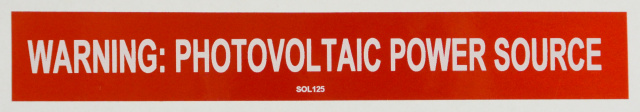 SOL125 - 7" x 1" - "WARNING: PHOTOVOLTAIC POWER SOURCE"